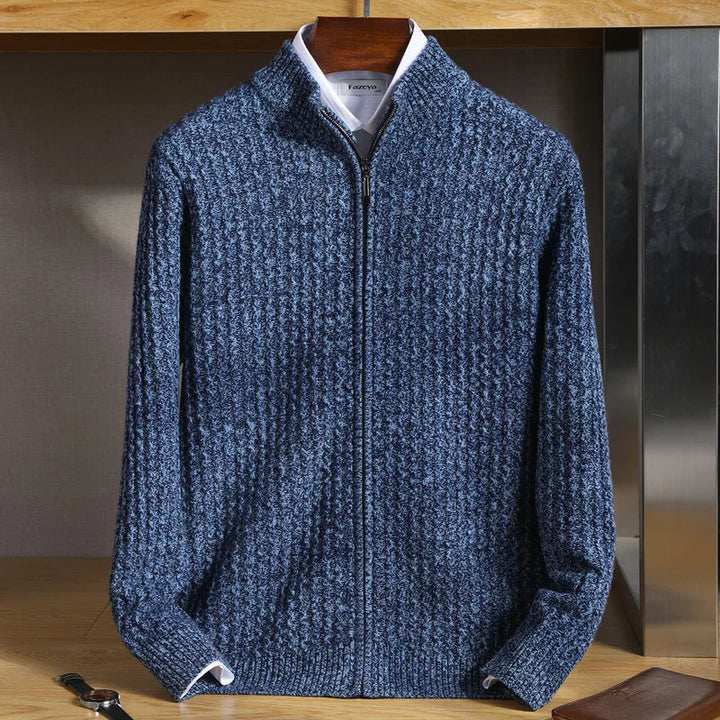Van Dam | Heren Textured Waffle Knit Cardigan