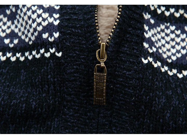 Van Dam | Heren Fleece-Voering Nordic Sweater met Rits