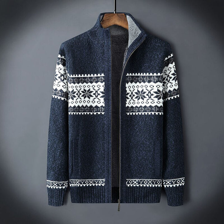 Van Dam | Heren Fleece-Voering Nordic Sweater met Rits