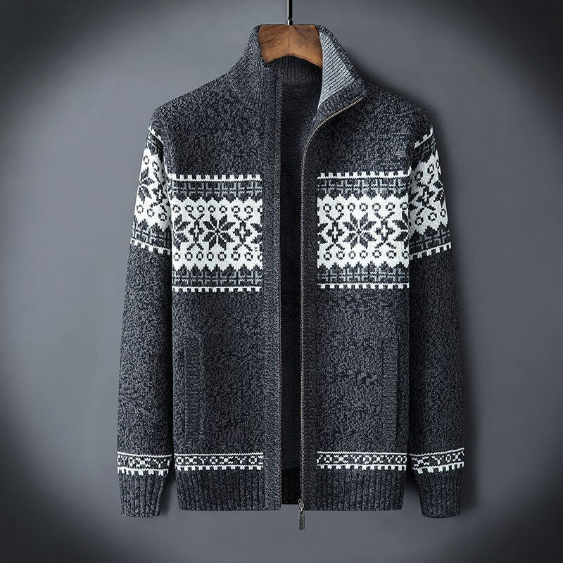 Van Dam | Heren Fleece-Voering Nordic Sweater met Rits