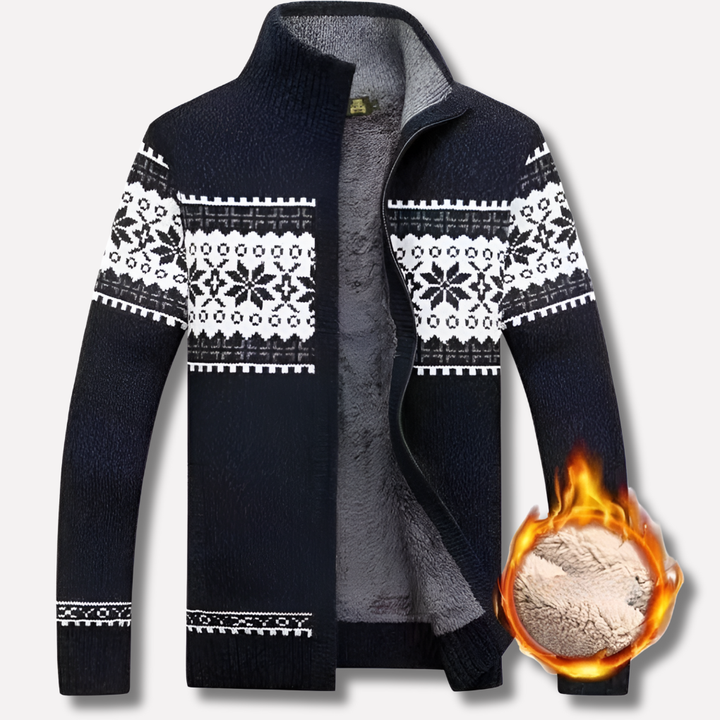 Van Dam | Heren Fleece-Voering Nordic Sweater met Rits