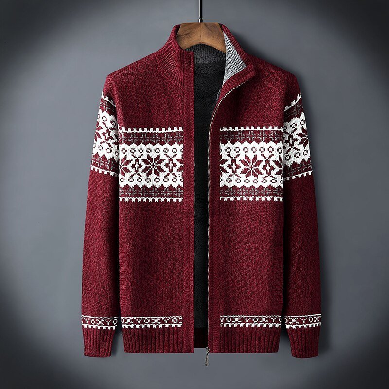 Van Dam | Heren Fleece-Voering Nordic Sweater met Rits