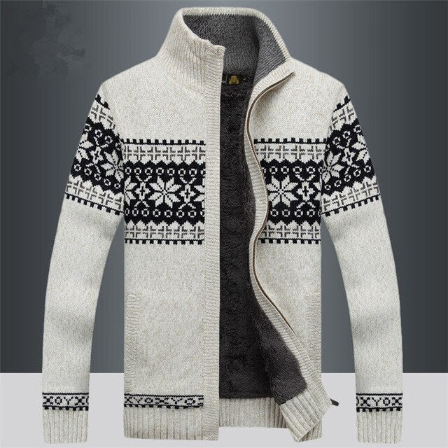 Van Dam | Heren Fleece-Voering Nordic Sweater met Rits