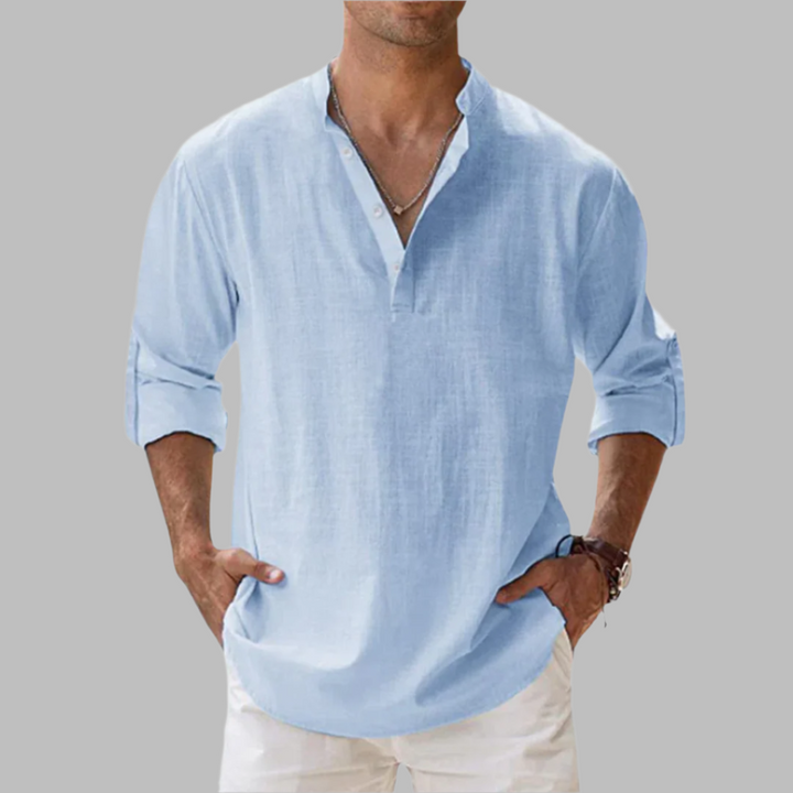 Lichte Katoenmix Henley Shirt