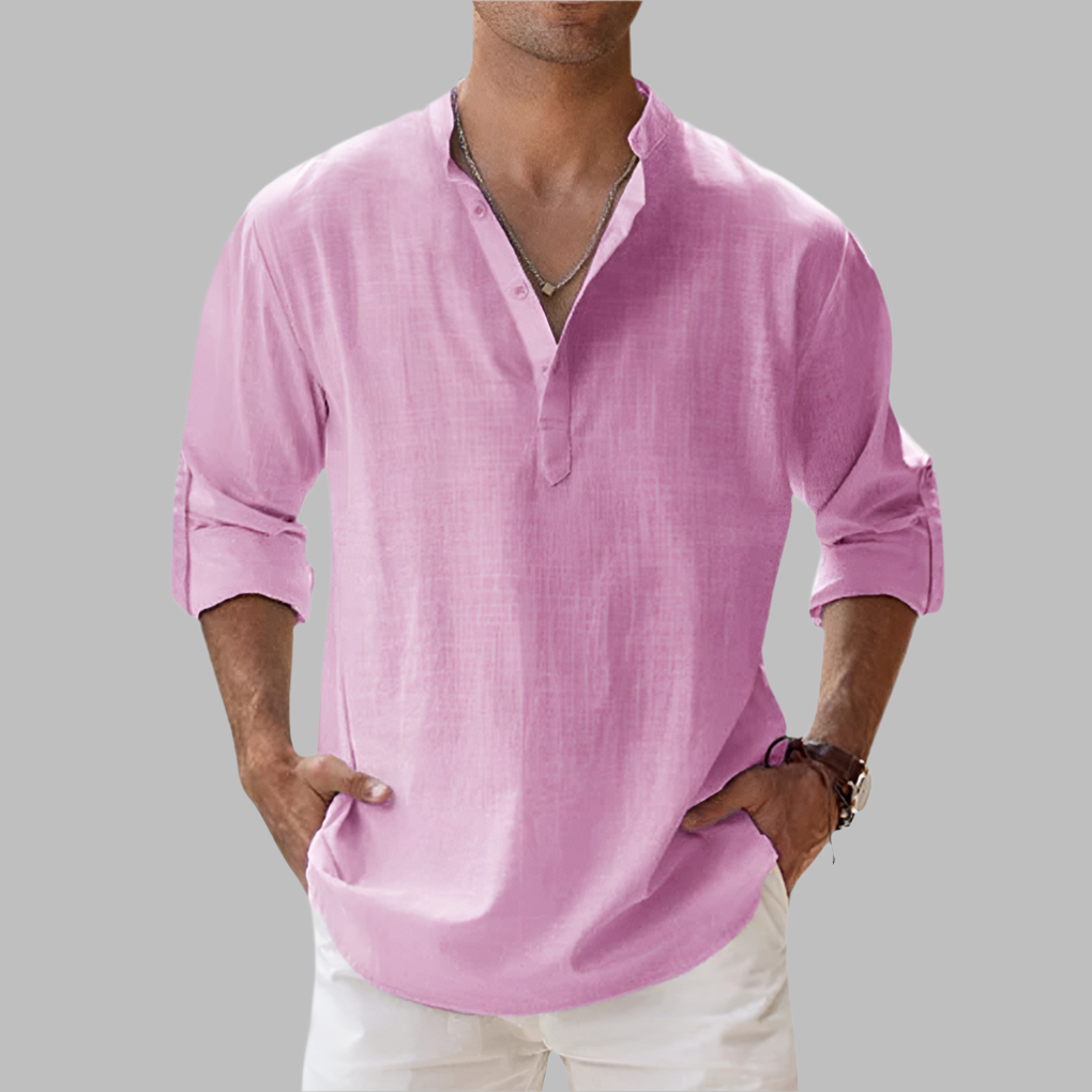 Lichte Katoenmix Henley Shirt