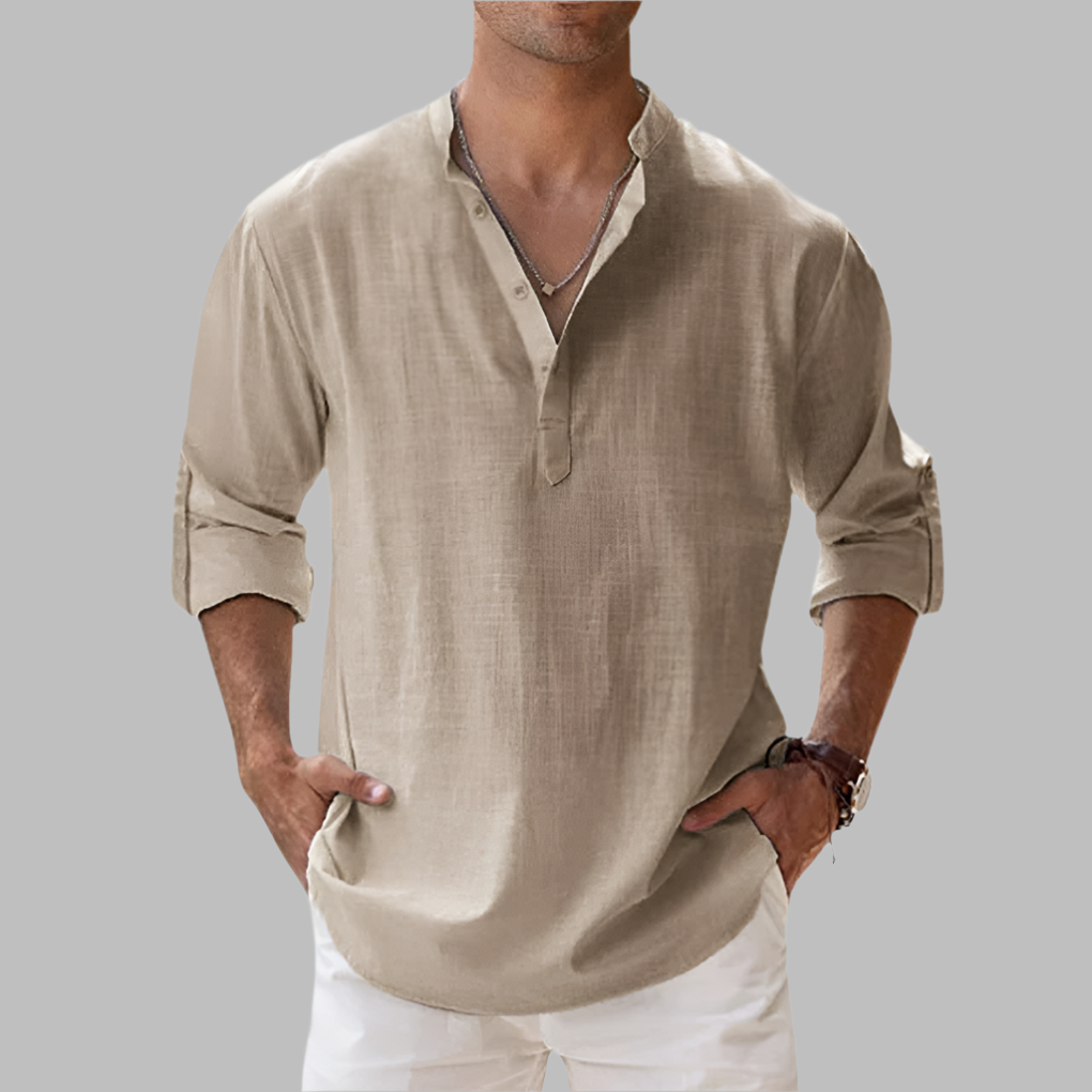 Lichte Katoenmix Henley Shirt