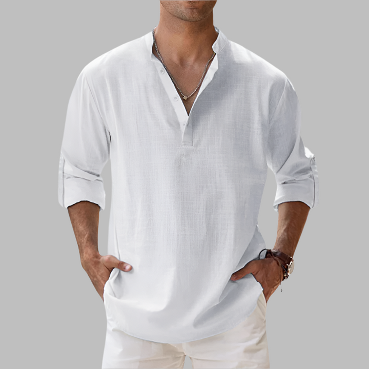 Lichte Katoenmix Henley Shirt