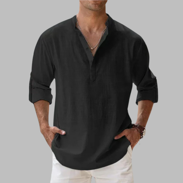 Lichte Katoenmix Henley Shirt
