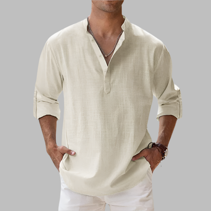Lichte Katoenmix Henley Shirt
