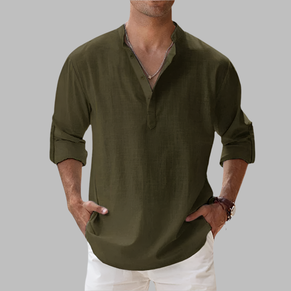 Lichte Katoenmix Henley Shirt