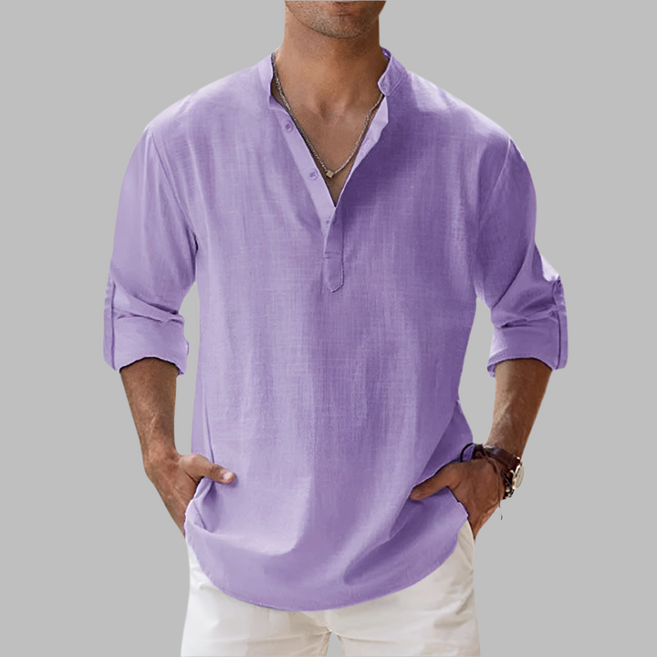 Lichte Katoenmix Henley Shirt