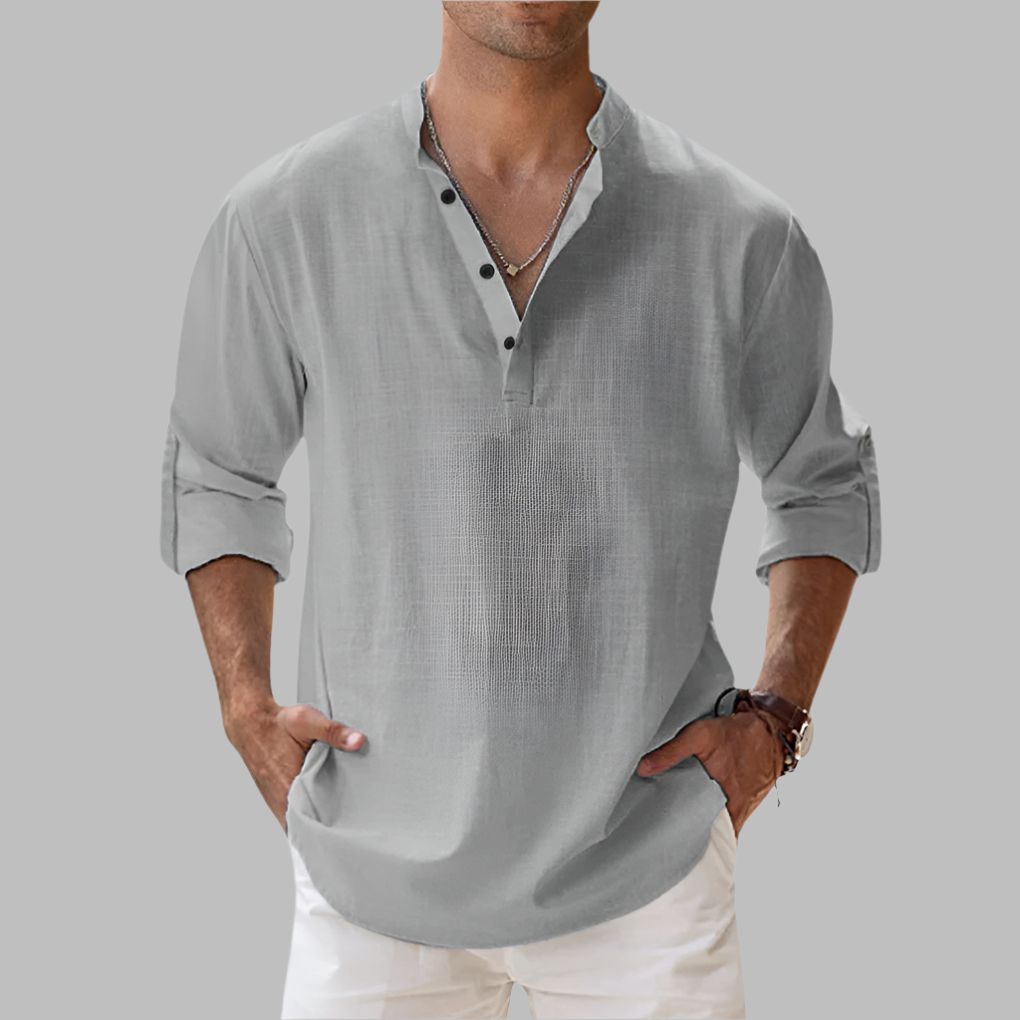 Lichte Katoenmix Henley Shirt
