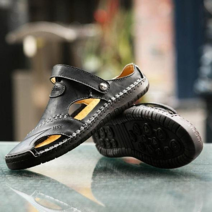 Van Dam | Ademend Leren Stitch Sandalen