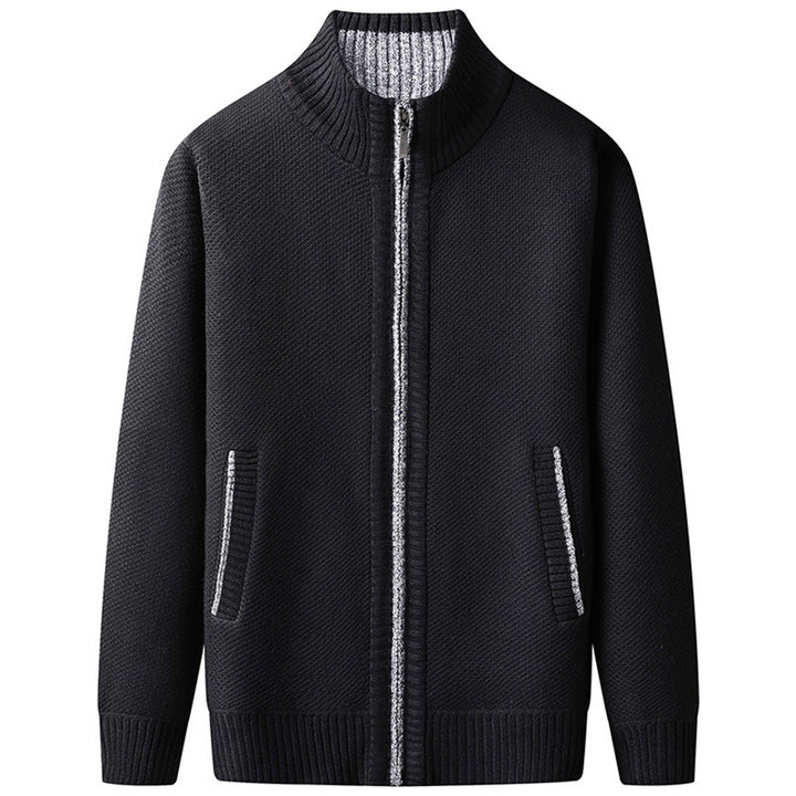 Heren Gebreide Sweater met Rits en Staande Kraag