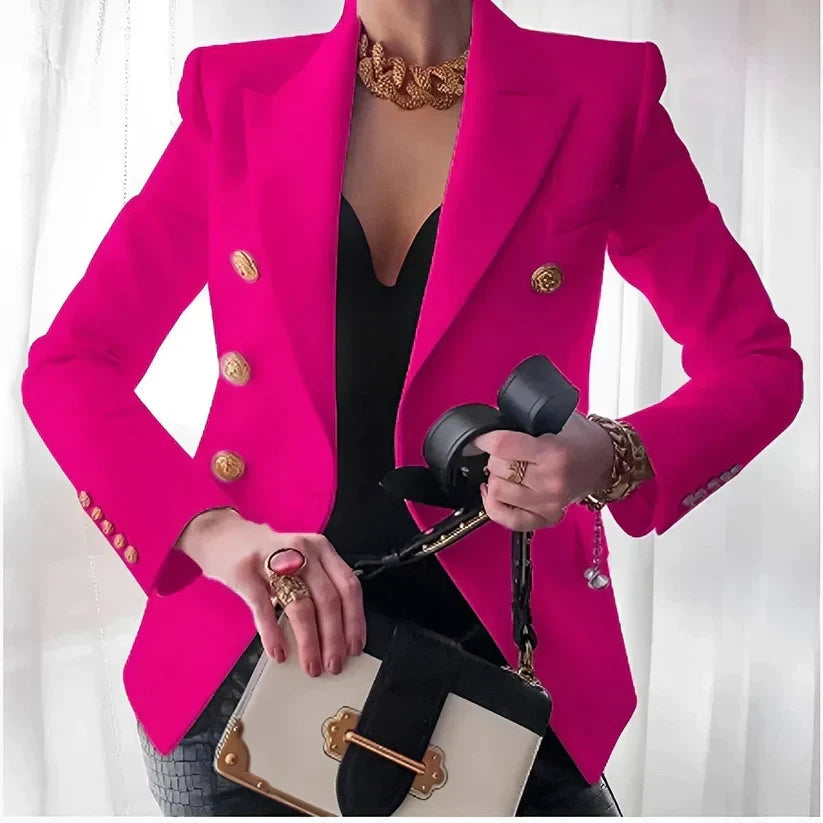 Van Dam | Dames Dubbelzijdige Blazer met Gouden Knopen