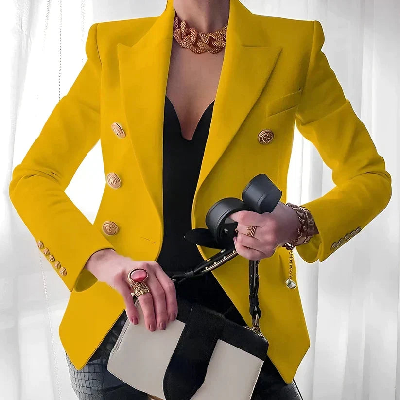 Van Dam | Dames Dubbelzijdige Blazer met Gouden Knopen