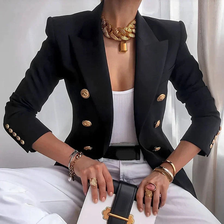 Van Dam | Dames Dubbelzijdige Blazer met Gouden Knopen