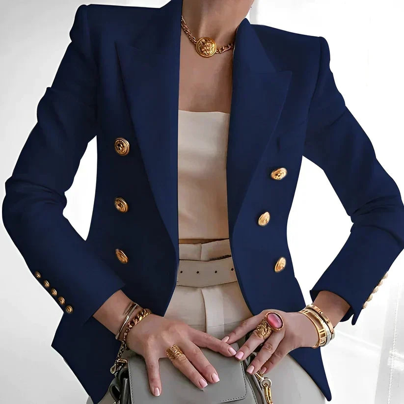Van Dam | Dames Dubbelzijdige Blazer met Gouden Knopen