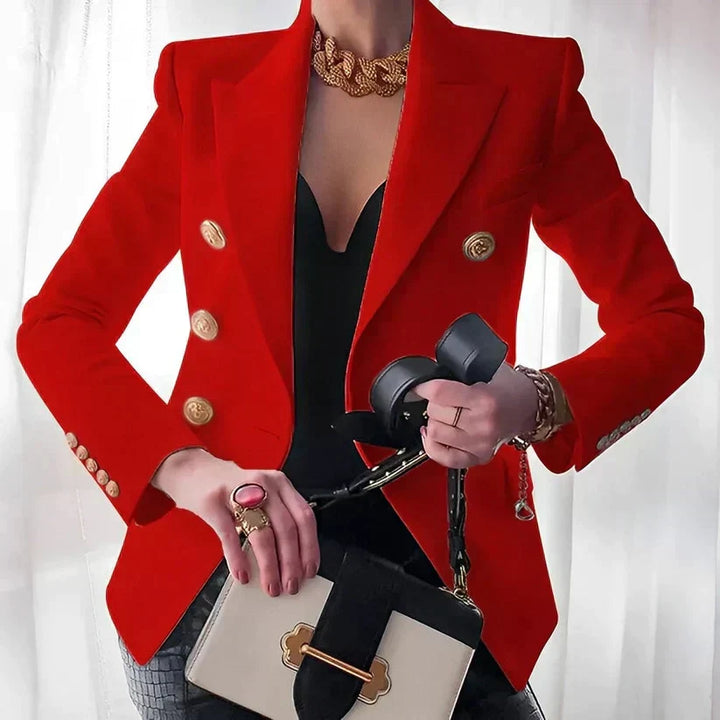Van Dam | Dames Dubbelzijdige Blazer met Gouden Knopen