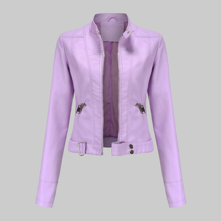 Van Dam | Dames Faux Leather Jack met Staande Kraag