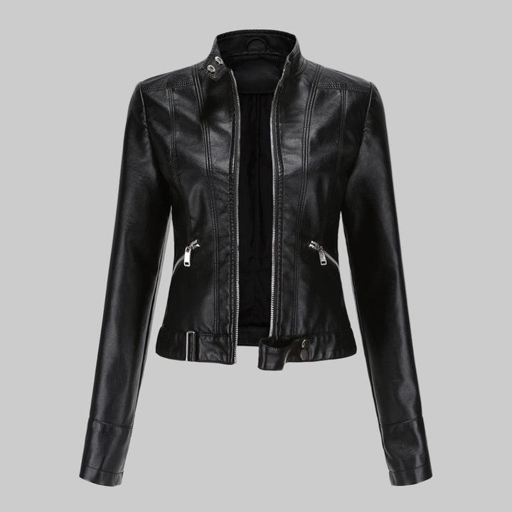 Van Dam | Dames Faux Leather Jack met Staande Kraag