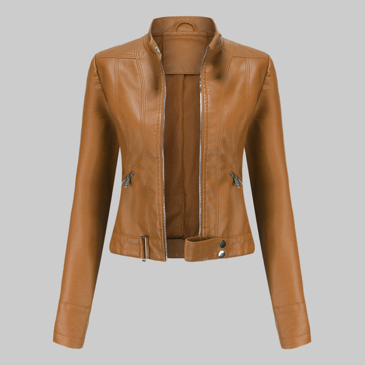 Van Dam | Dames Faux Leather Jack met Staande Kraag