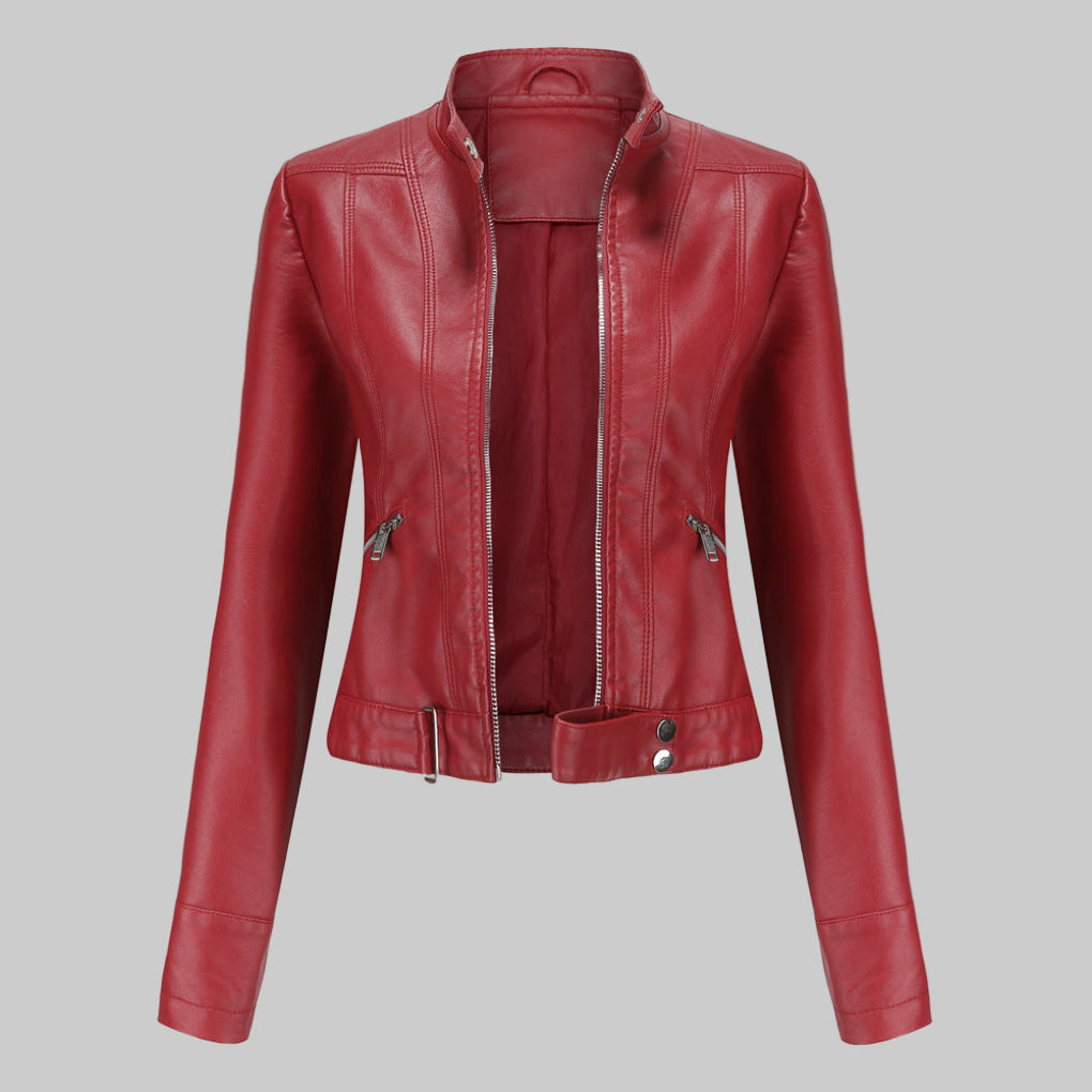 Van Dam | Dames Faux Leather Jack met Staande Kraag