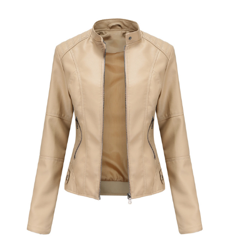Van Dam | Dames Faux Leren Jas met Mandarin Collar