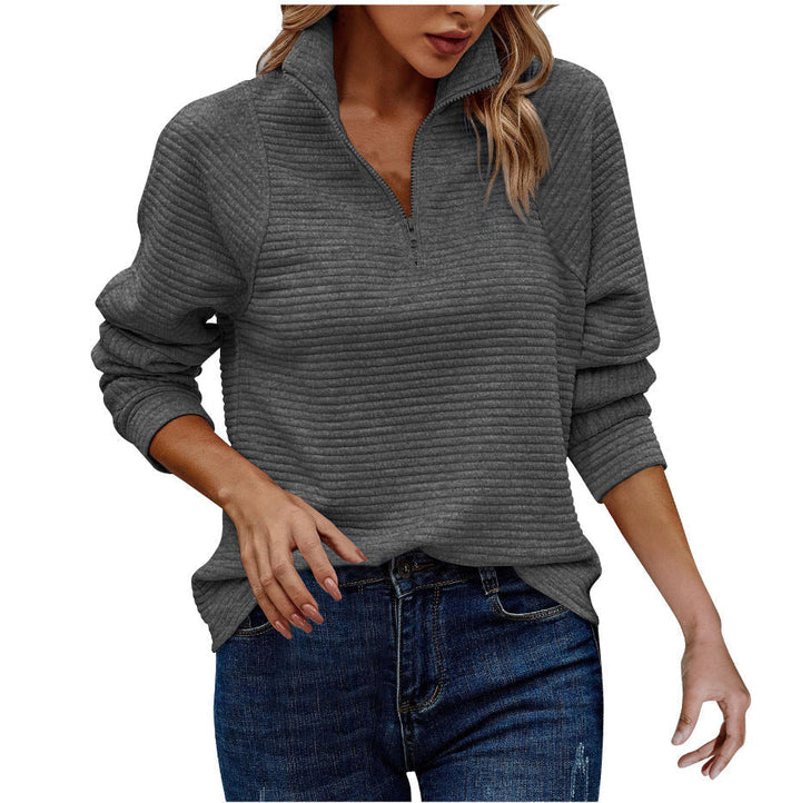 Van Dam | Dames Textured Quarter Zip Trui