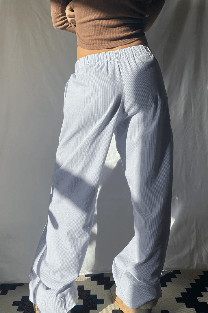 Van Dam | Dames Gestreepte Relaxed Fit Casual Broek