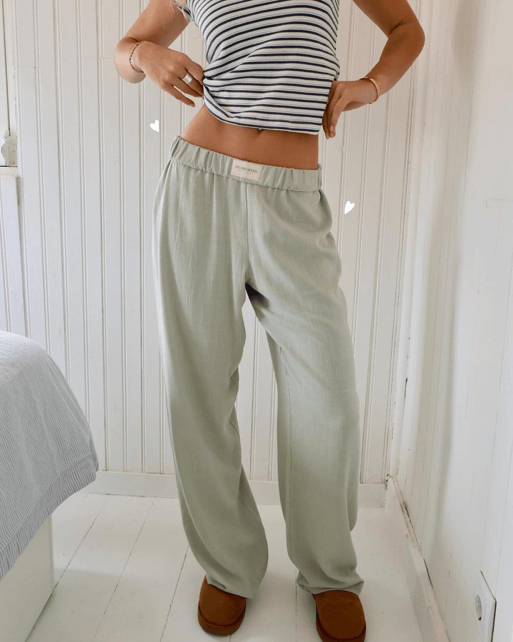Van Dam | Dames Gestreepte Relaxed Fit Casual Broek