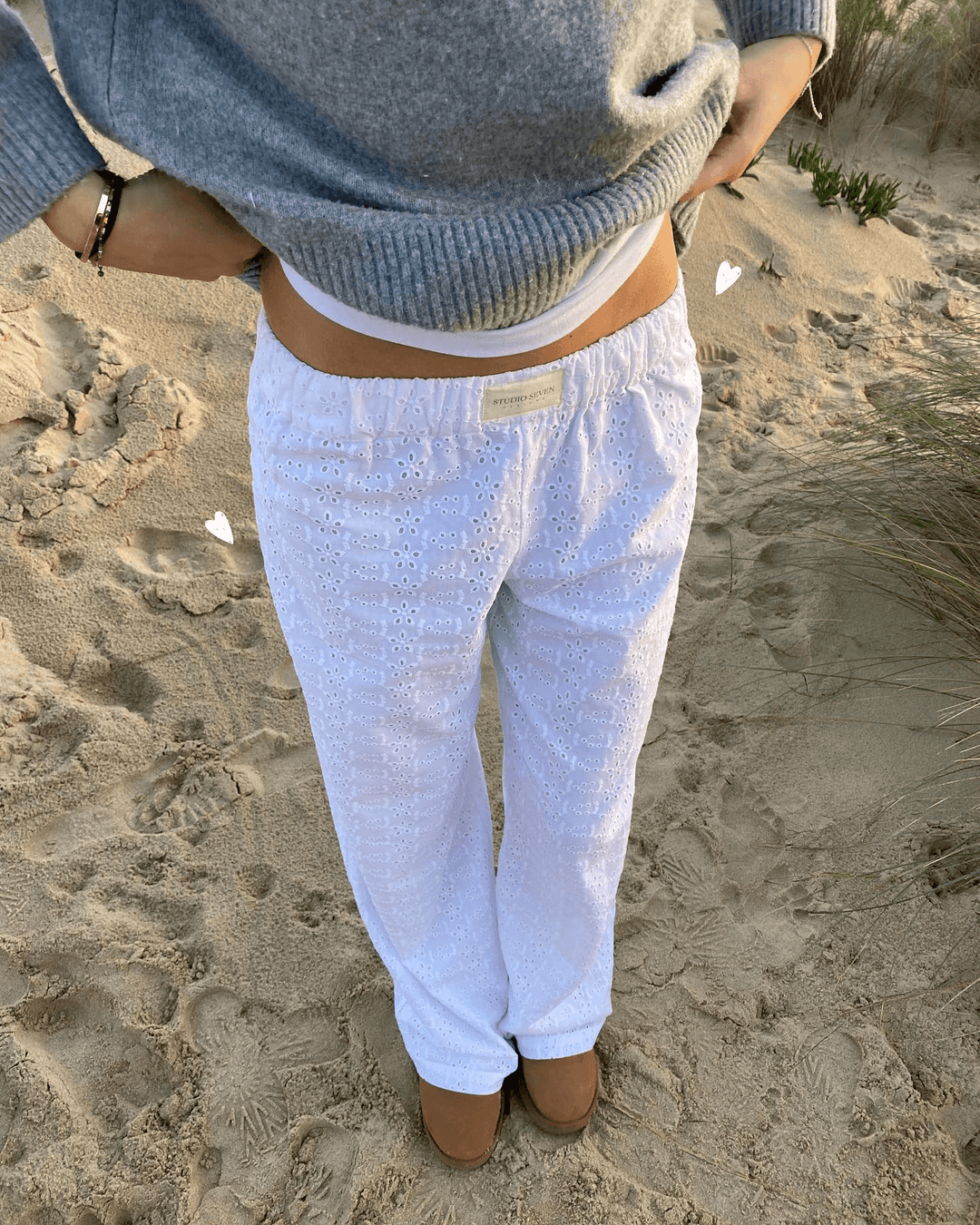 Van Dam | Dames Gestreepte Relaxed Fit Casual Broek