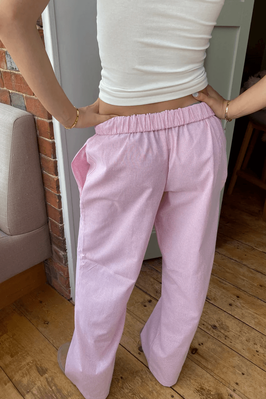 Van Dam | Dames Gestreepte Relaxed Fit Casual Broek