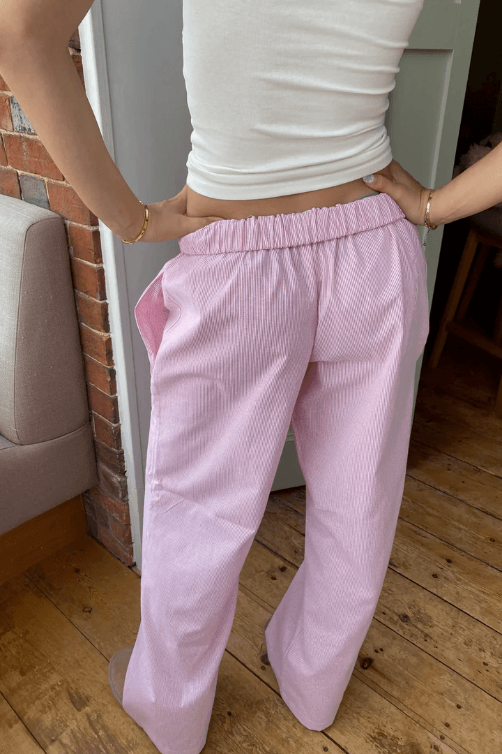Van Dam | Dames Gestreepte Relaxed Fit Casual Broek
