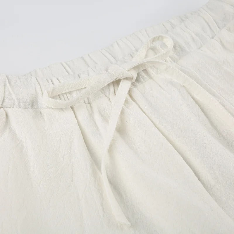 Vrouwen Breezy Linnen Touwbroek met Wijde Pijpen