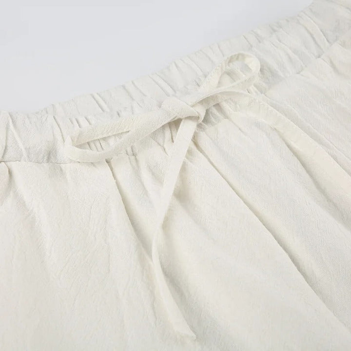 Vrouwen Breezy Linnen Touwbroek met Wijde Pijpen