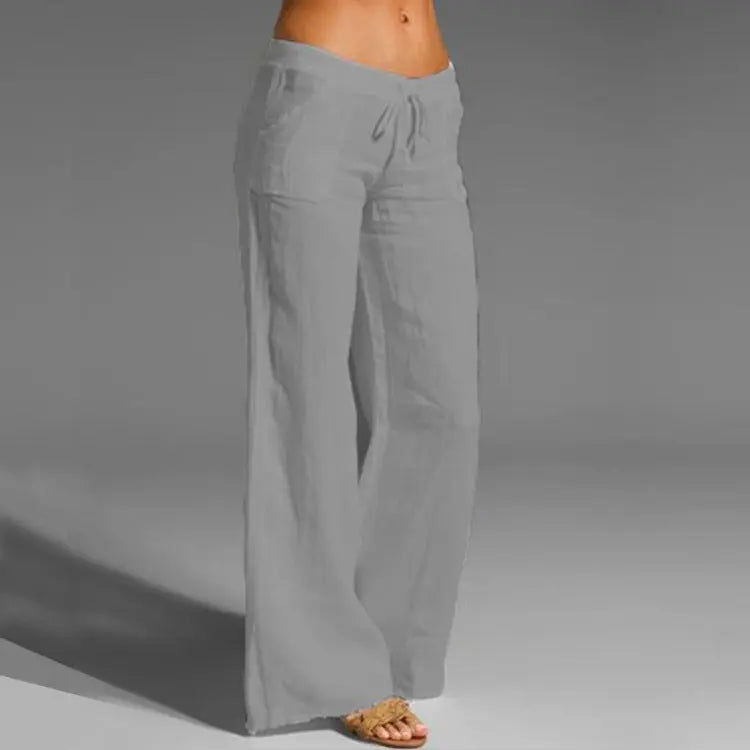 Vrouwen Breezy Linnen Touwbroek met Wijde Pijpen