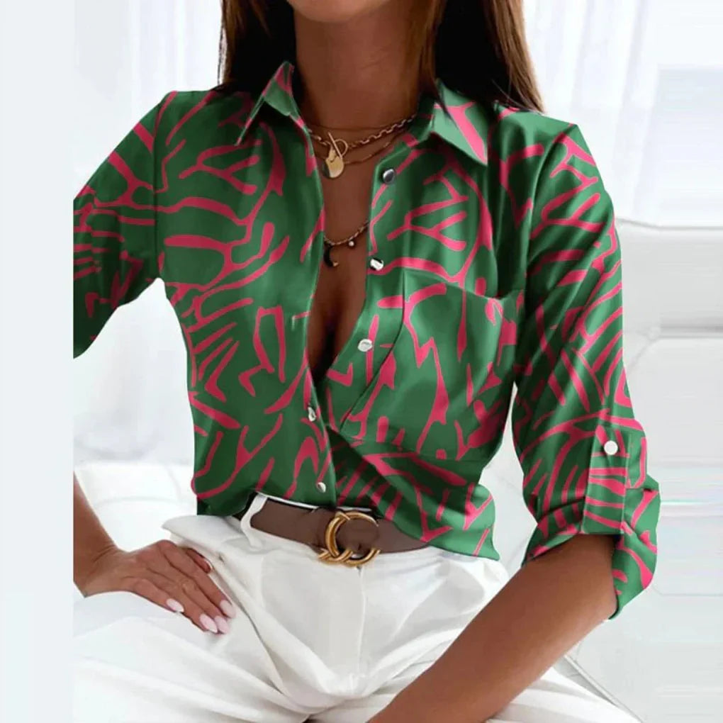 Dames blouse met puntkraag op maat