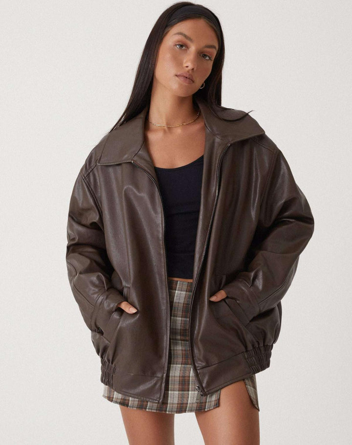Sophia | Oversized PU-Leren Jas Dames – Modieuze Look, Hoogwaardig Kunstleer