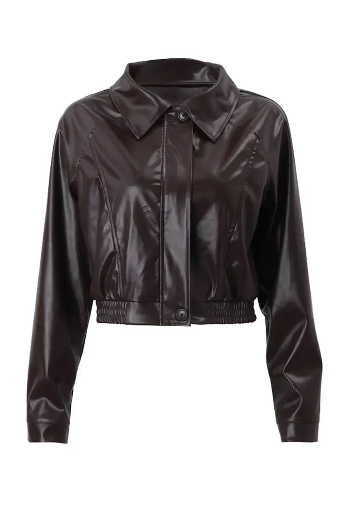 Dames Cropped Coated Jast met Rits en Puff Mouwen