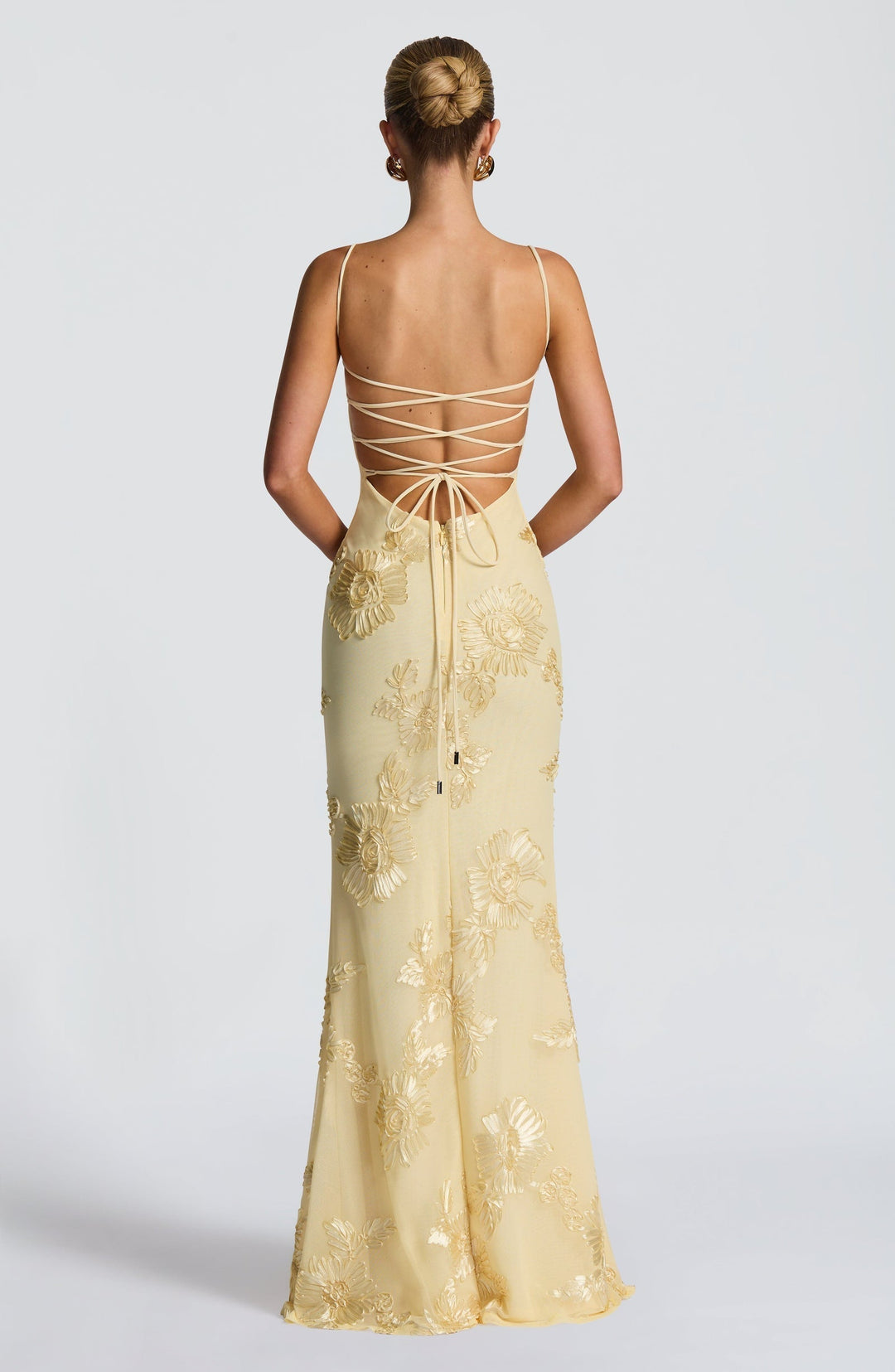 Natalie | Dames Bloemen Geborduurde Maxi Bruiloftsgast Jurk
