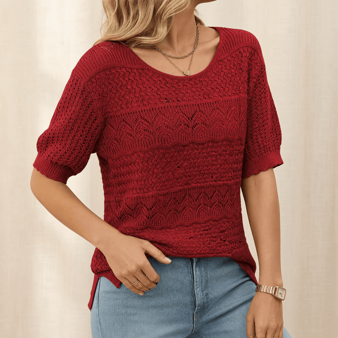 Wovelle – Dames Textured Knit Top voor Warme Dagen