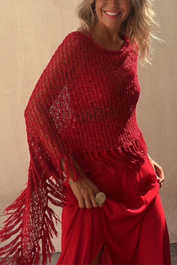 Wynne | Tasseled Cut-Out Cover-Up Sweater