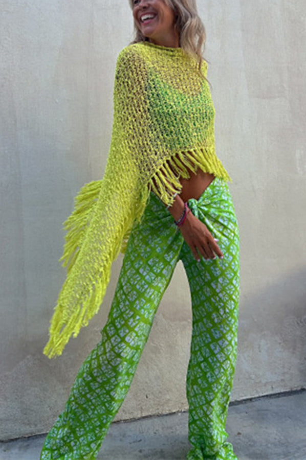 Wynne | Tasseled Cut-Out Cover-Up Sweater