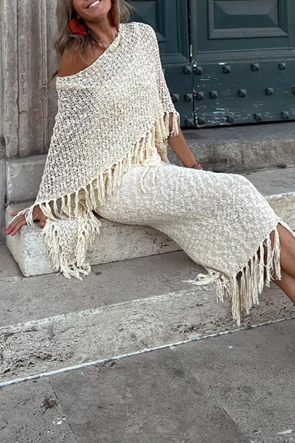 Wynne | Tasseled Cut-Out Cover-Up Sweater