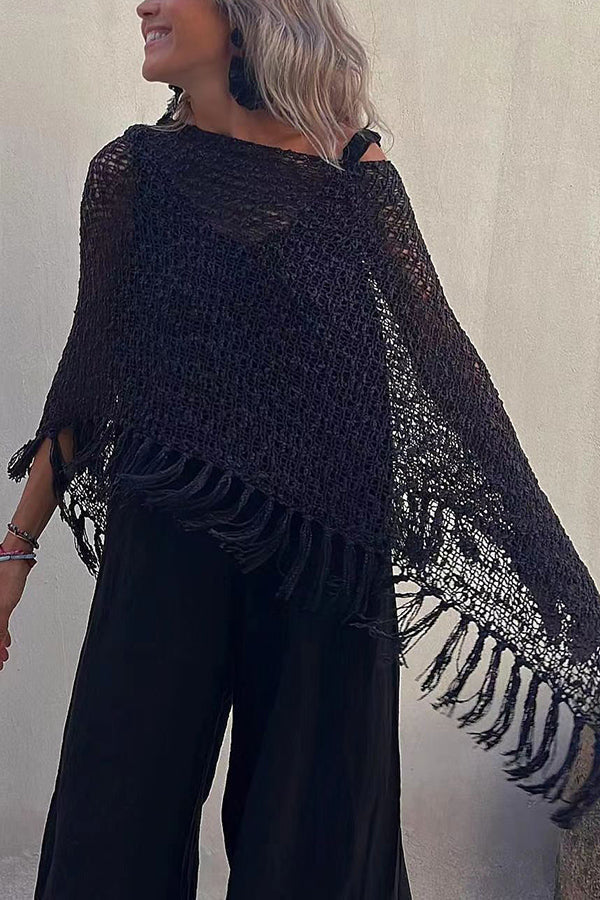 Wynne | Tasseled Cut-Out Cover-Up Sweater