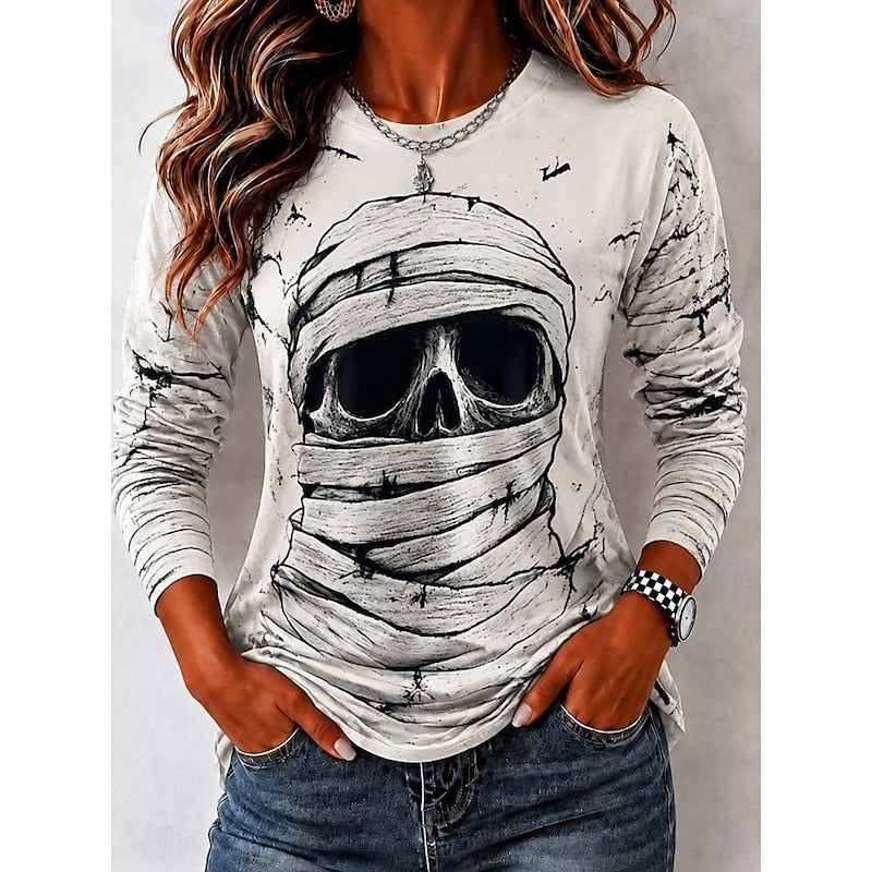 Selene | Halloween Skull Langsleeve Top